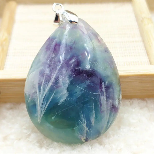 Blue Feather Fluorite Pendant-ToShay.org