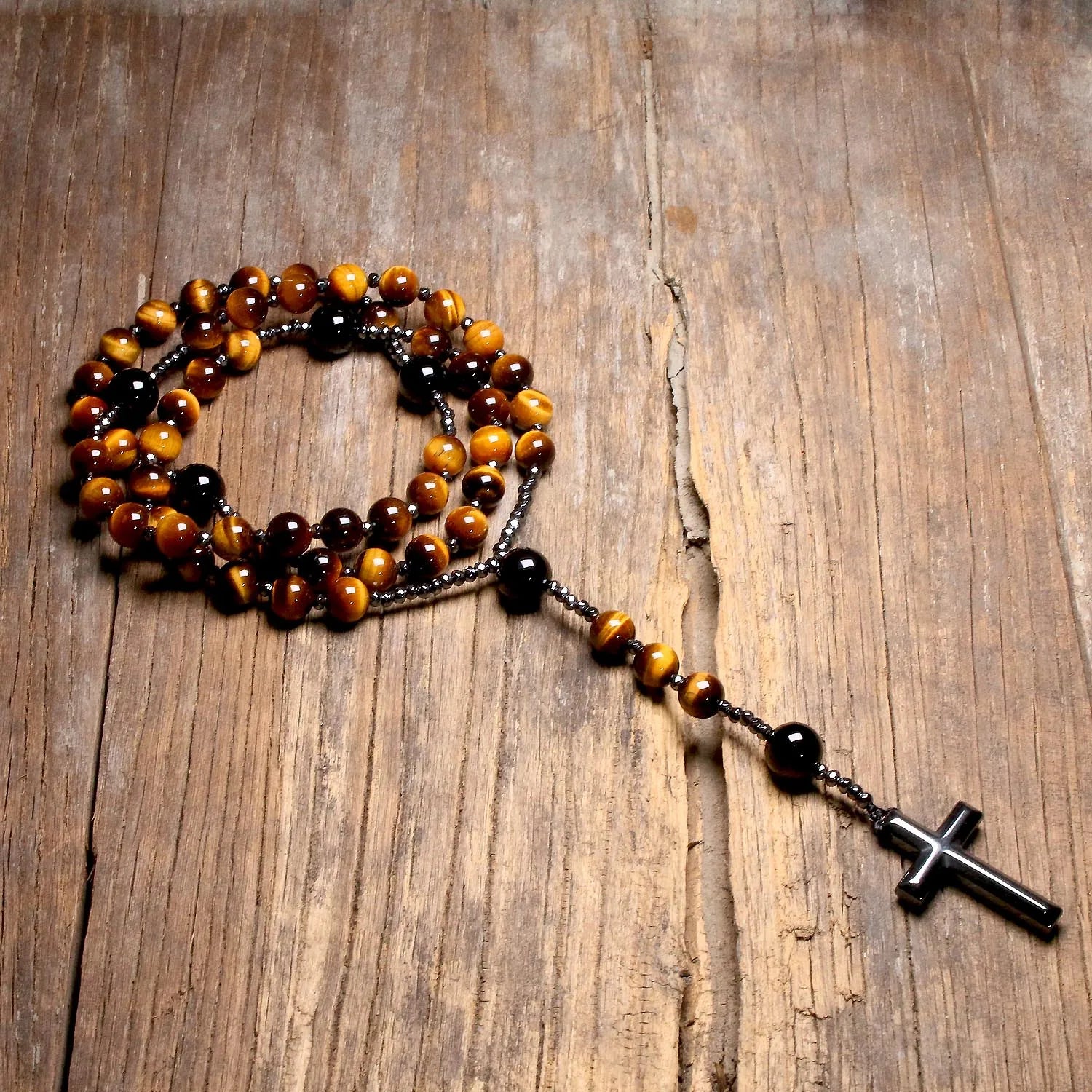 Yellow Tiger Eye Stone Rosary-ToShay.org