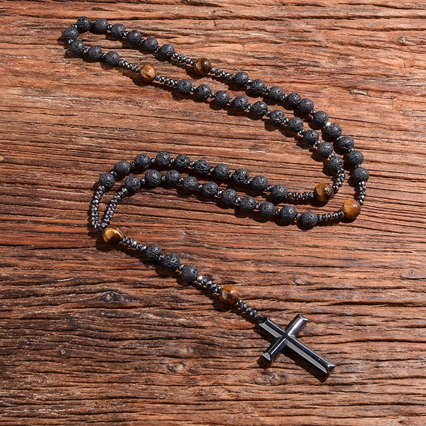 Black Lava Stone Rosary-ToShay.org