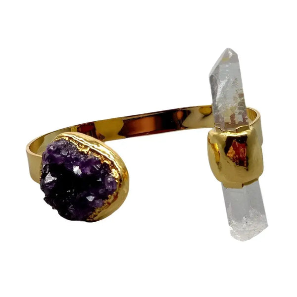 Clear Crystal Point Cuff Bangle-ToShay.org