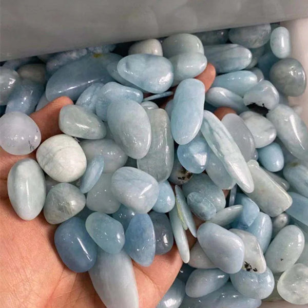 Blue Aquamarine Tumbled Stones-ToShay.org
