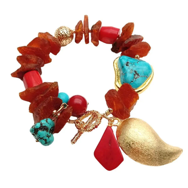 Red Coral Charm Bracelet-ToShay.org