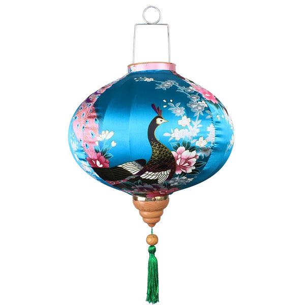 Peacock Floral Silk Lantern-ToShay.org
