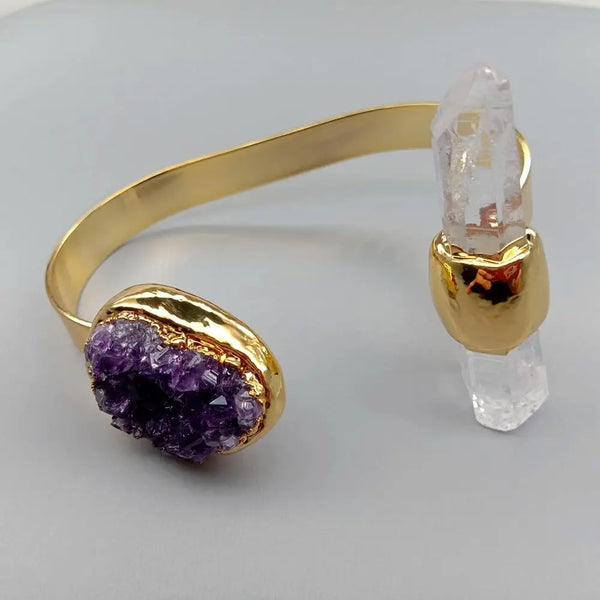 Clear Crystal Point Cuff Bangle-ToShay.org