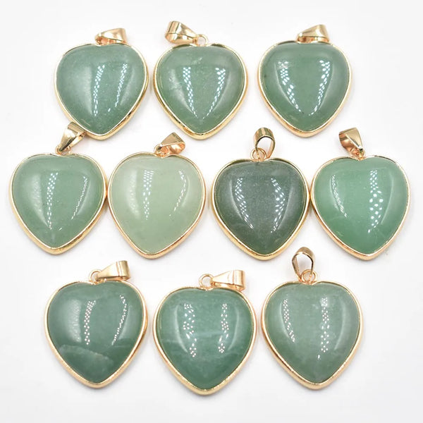 Green Aventurine Heart Pendants-ToShay.org