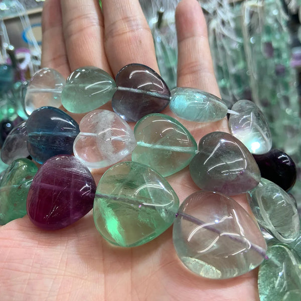 Green Fluorite Heart Beads-ToShay.org