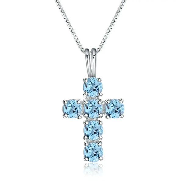 Silver Crystal Cross Pendant-ToShay.org