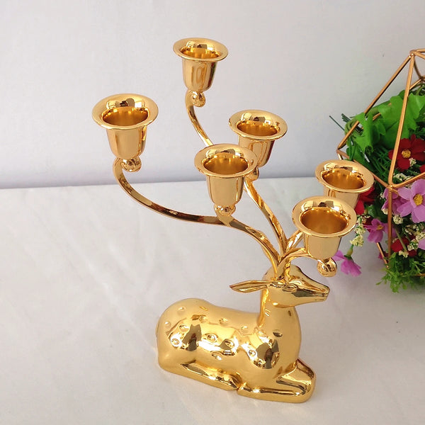 Gold Reindeer Candle Stand-ToShay.org