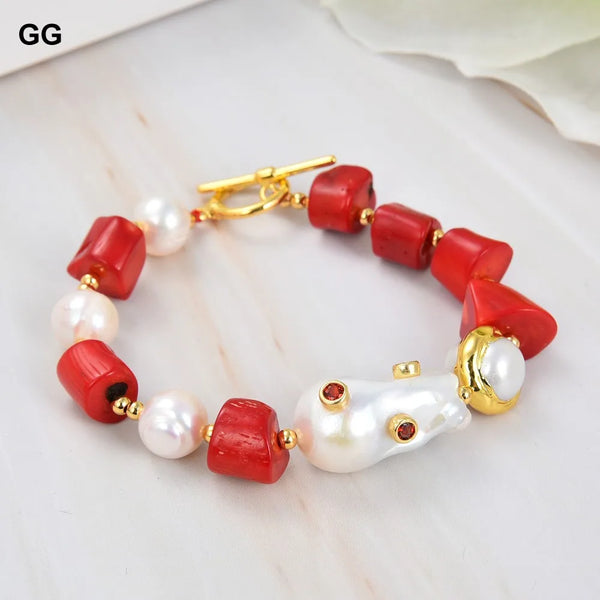 Red Coral Pearl Bracelet-ToShay.org