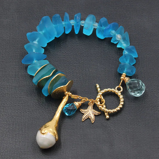 Blue Glass Quartz Bracelet-ToShay.org