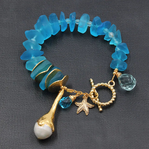 Blue Glass Quartz Bracelet-ToShay.org