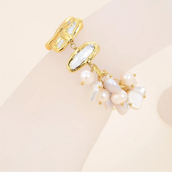 White Pearl Chain Bracelet-ToShay.org