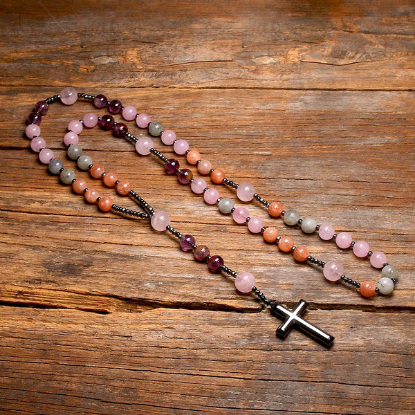 Pink Rose Quartz Rosary-ToShay.org