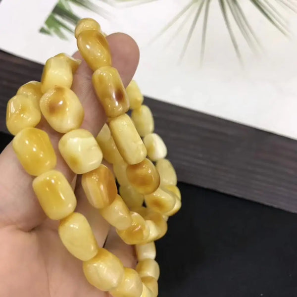 Yellow Amber Bead Bracelet-ToShay.org