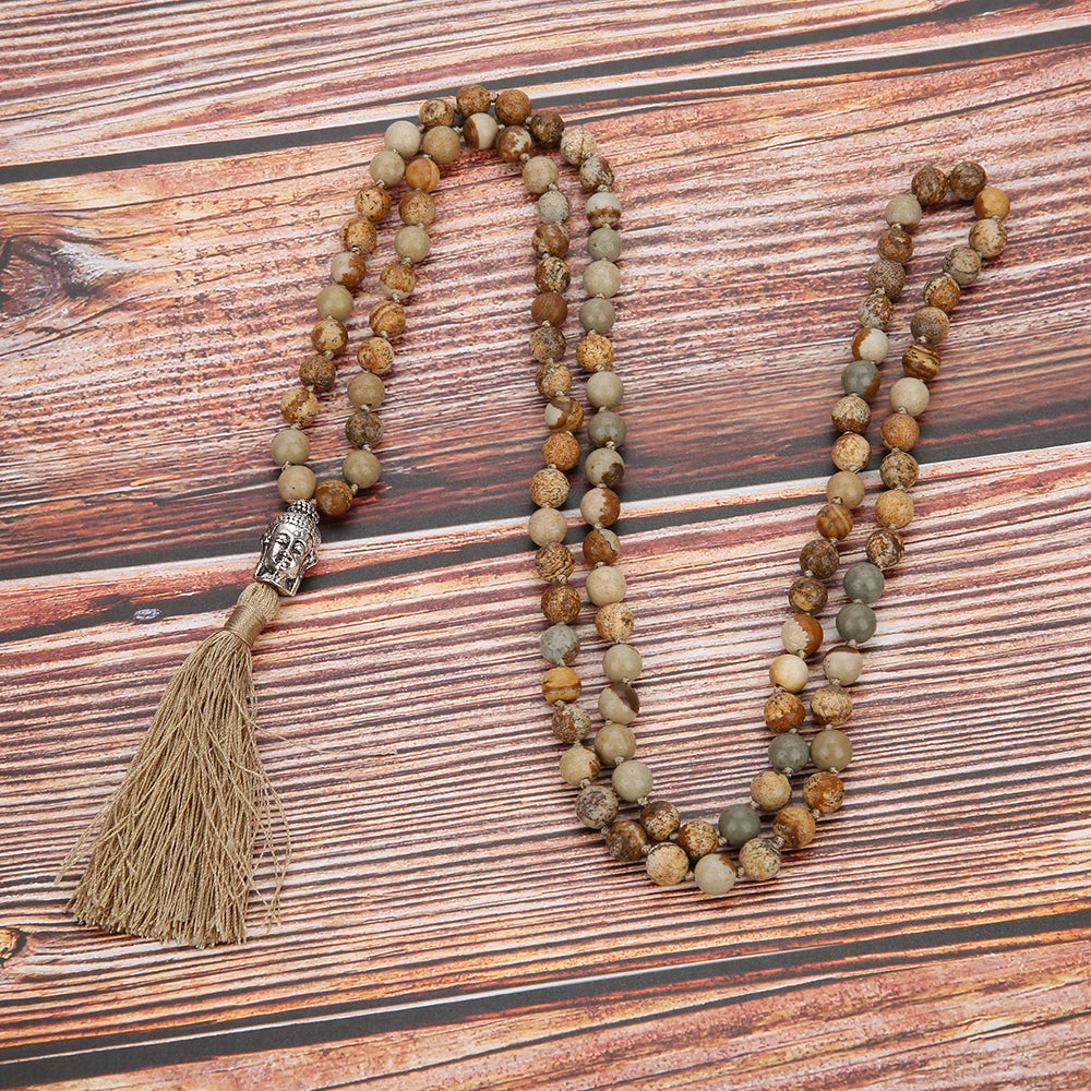 Brown Picture Jasper Mala Beads-ToShay.org
