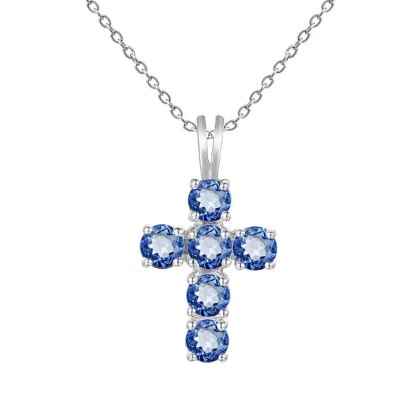 Silver Crystal Cross Pendant-ToShay.org