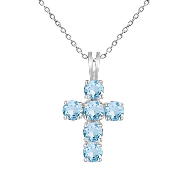 Silver Gemstone Cross Pendant-ToShay.org