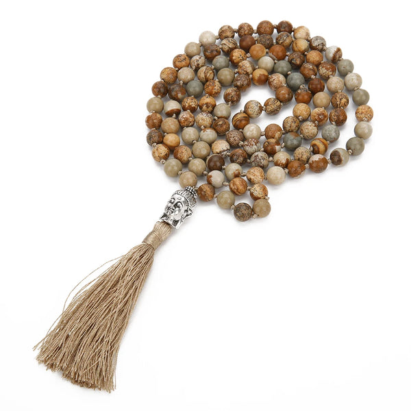 Brown Picture Jasper Mala Beads-ToShay.org