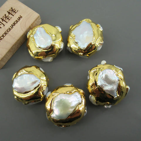 White Pearl Bezel Beads-ToShay.org