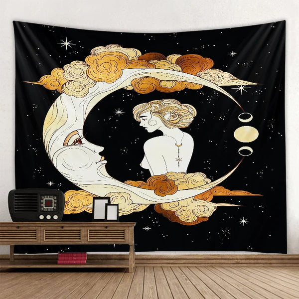 Mysterious Moon Girl Tapestry-ToShay.org