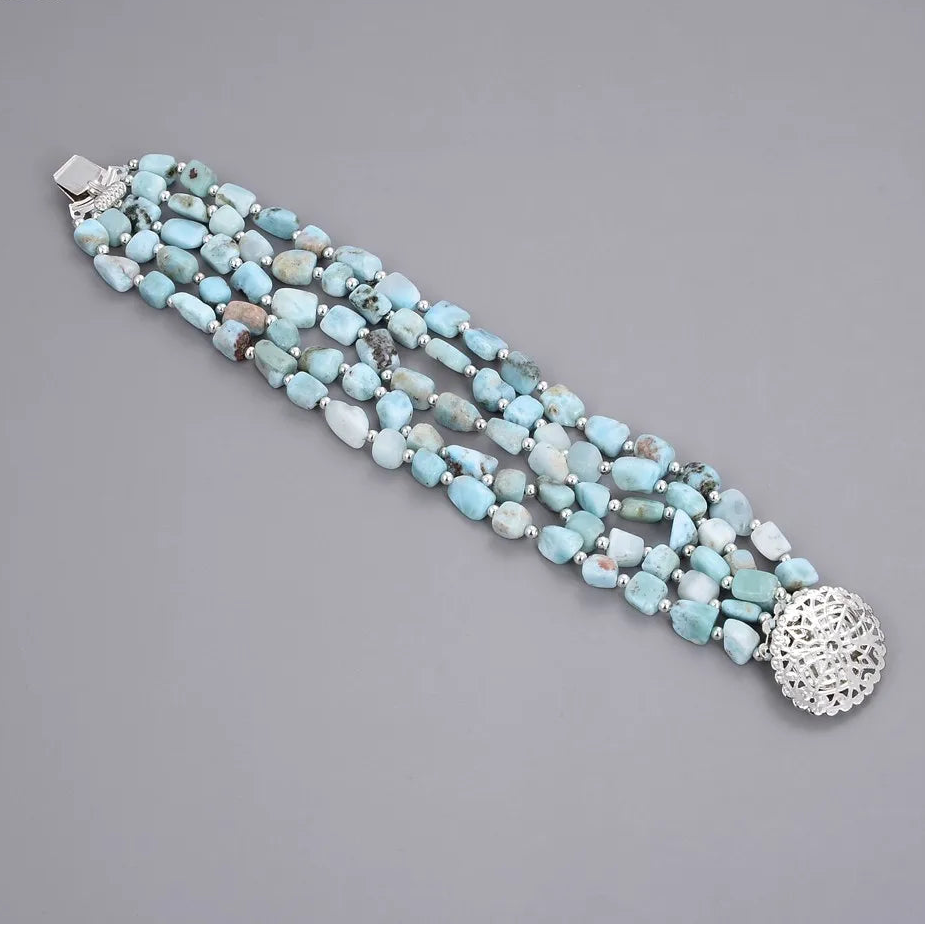 Blue Larimar Bead Bracelet-ToShay.org