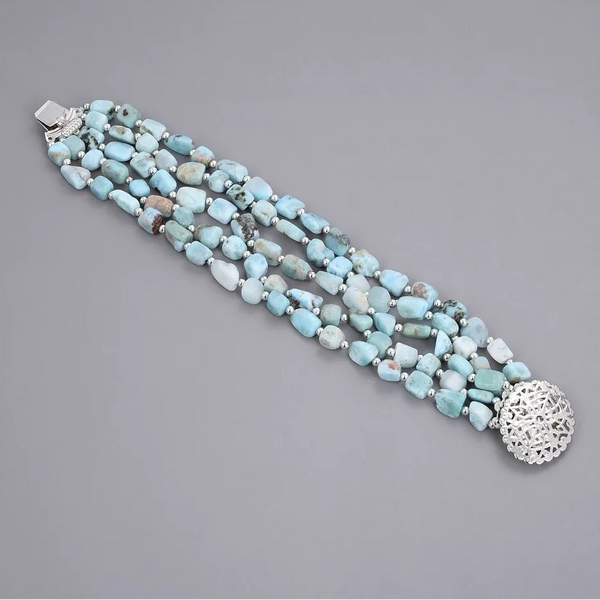 Blue Larimar Bead Bracelet-ToShay.org