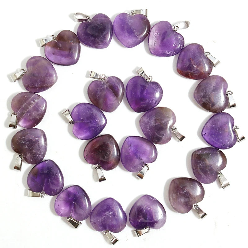 Purple Amethyst Heart Pendants-ToShay.org