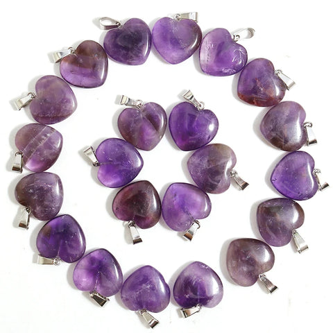Purple Amethyst Heart Pendants-ToShay.org