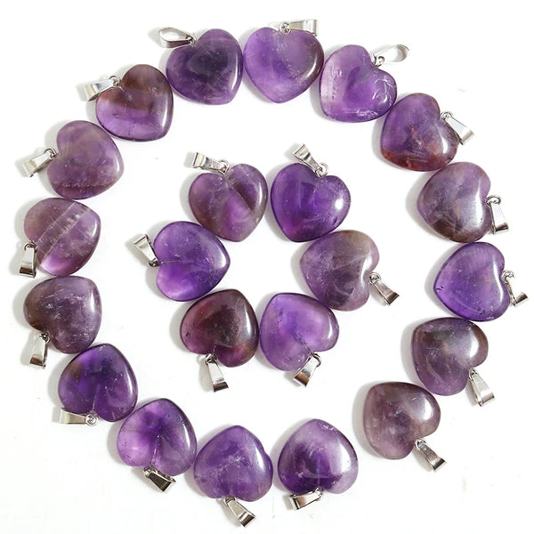 Purple Amethyst Heart Pendants-ToShay.org