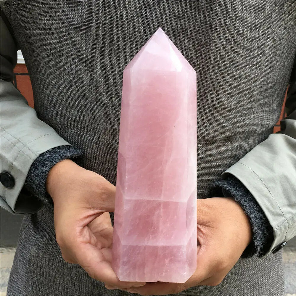 Pink Rose Quartz Crystal Obelisk-ToShay.org