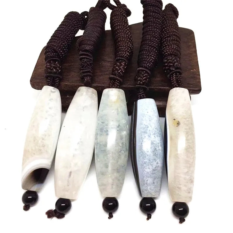 White Black Agate Eye Dzi Bead-ToShay.org