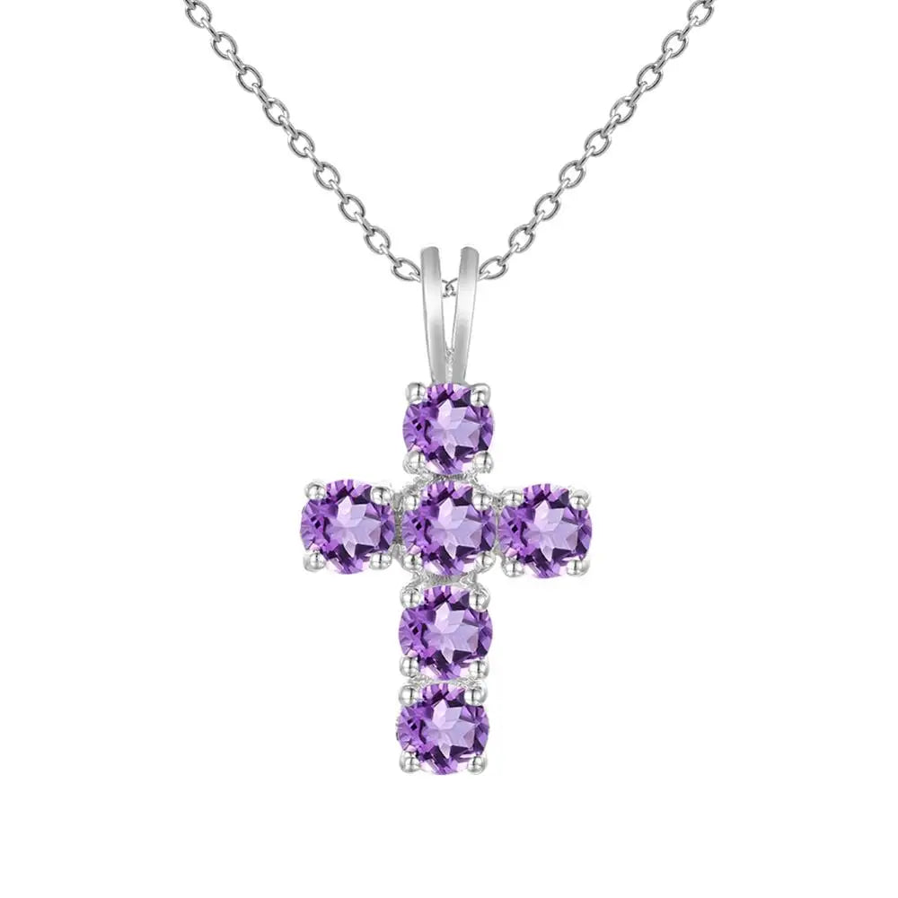 Silver Crystal Cross Pendant-ToShay.org