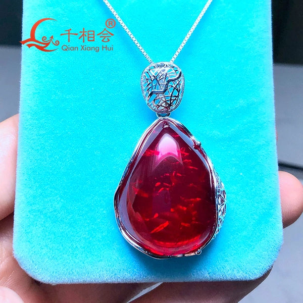 Red Ruby Pendant Necklace-ToShay.org