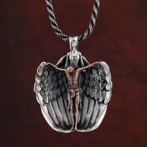 Silver Christ Angel Pendant-ToShay.org