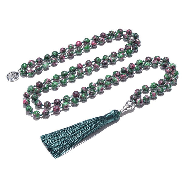 Green Turquoise Japamala Necklace-ToShay.org