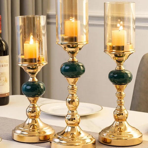 Gold Glass Candle Stands-ToShay.org