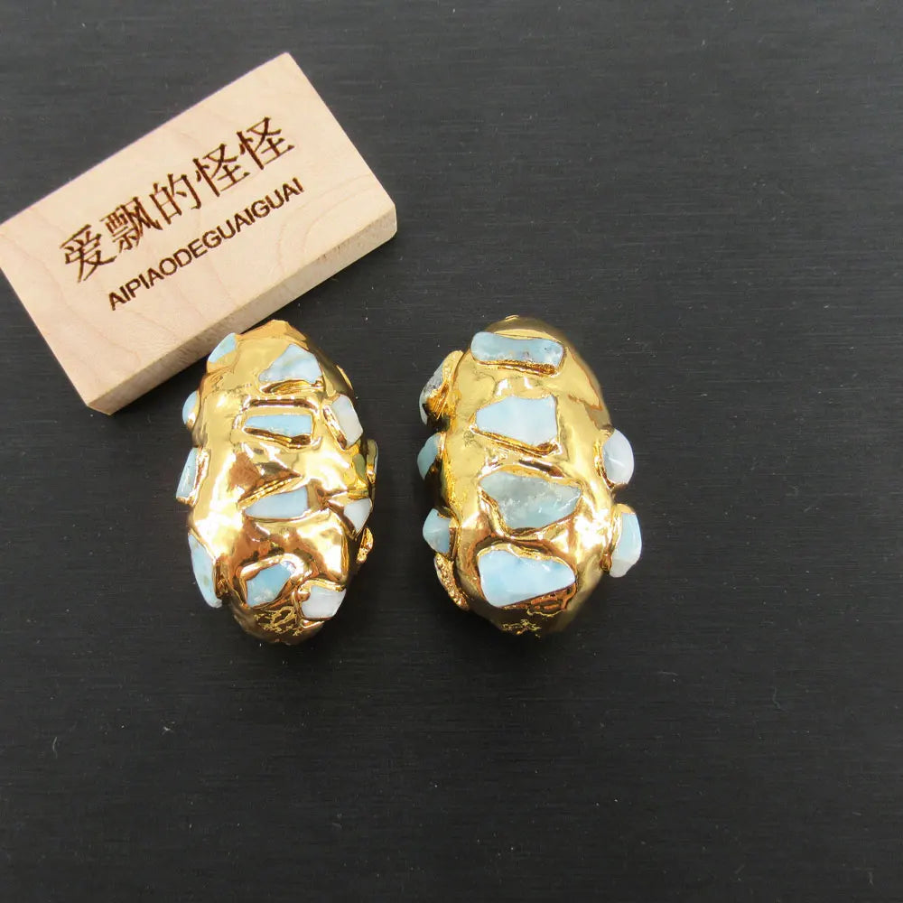 Gold Pave Larimar Beads-ToShay.org