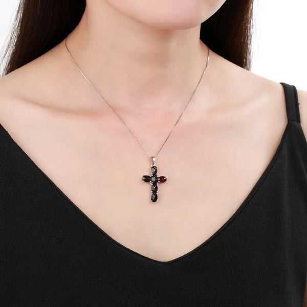 Silver Cross Gemstone Pendant-ToShay.org