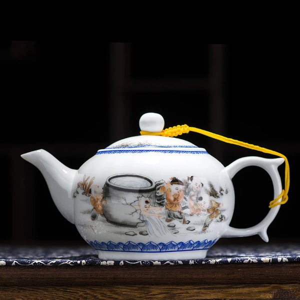 White Painted Porcelain Teapot-ToShay.org