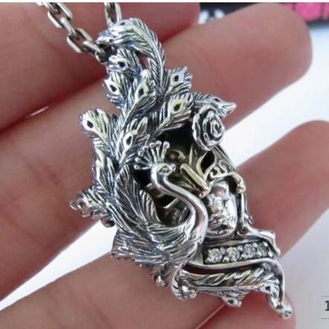 Silver Peacock Mask Pendant-ToShay.org