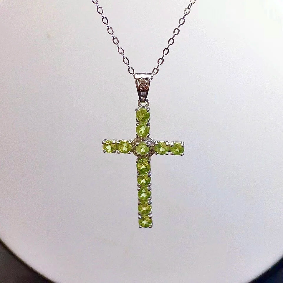 Green Peridot Cross Pendant-ToShay.org