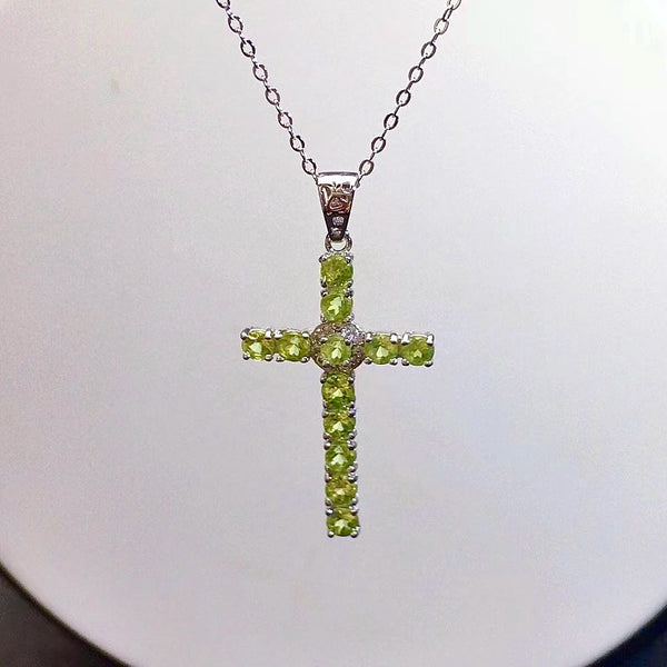 Peridot Cross Pendant-ToShay.org