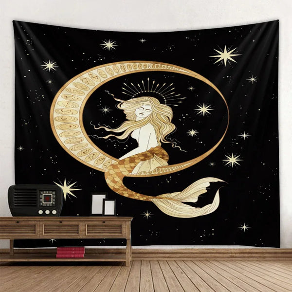 Mysterious Moon Girl Tapestry-ToShay.org