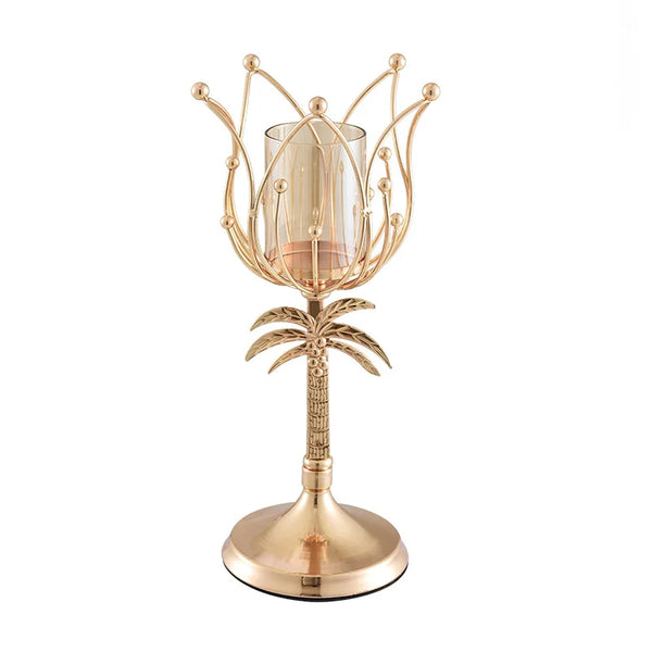 Golden Palm Candle Holder-ToShay.org