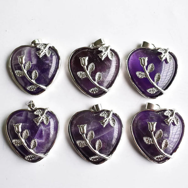 Purple Amethysts Heart Pendant-ToShay.org