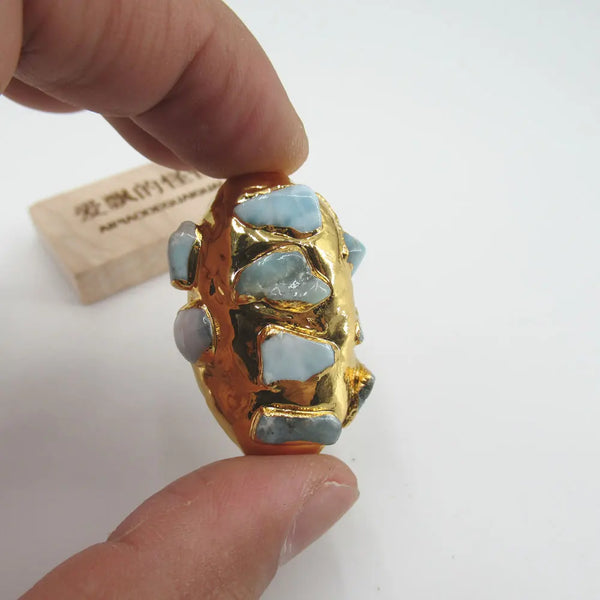 Gold Pave Larimar Beads-ToShay.org