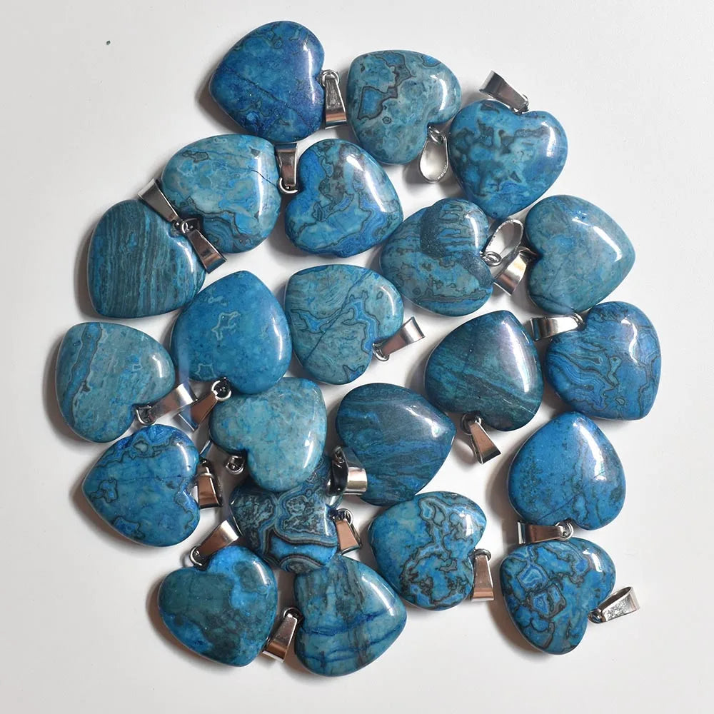 Blue Onyx Heart Pendants-ToShay.org