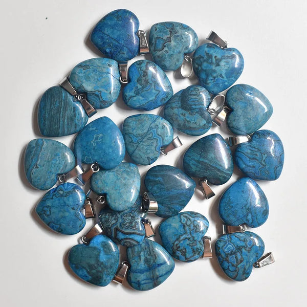 Blue Onyx Heart Pendants-ToShay.org