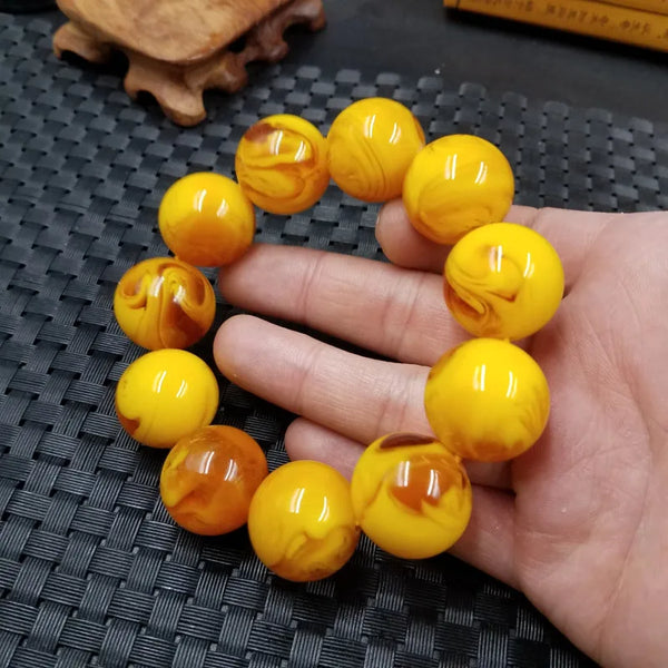 Yellow Beeswax Amber Bracelet-ToShay.org
