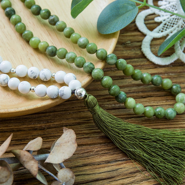 Green Jade Howlite Bead Necklace-ToShay.org